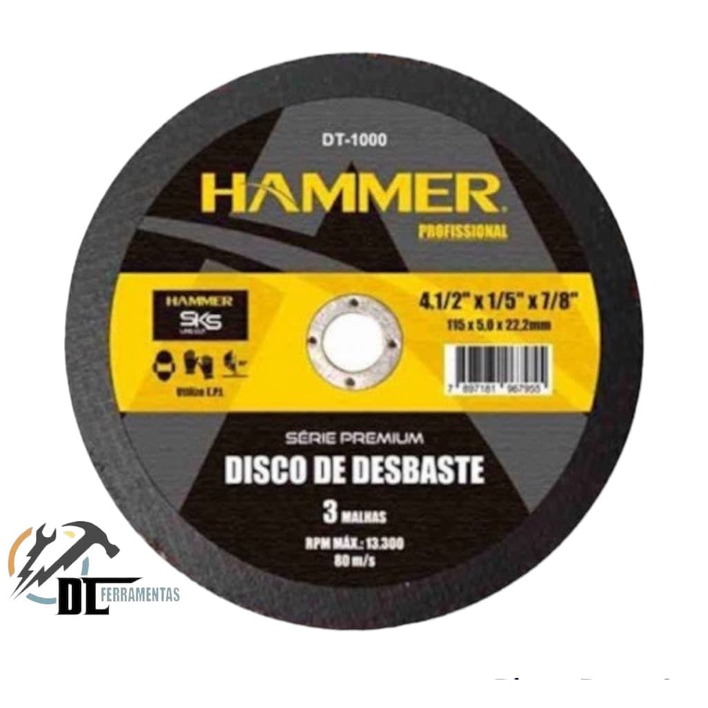 Disco de Desbaste para Metal Inox 125mm x 6,4mm - HAMMER