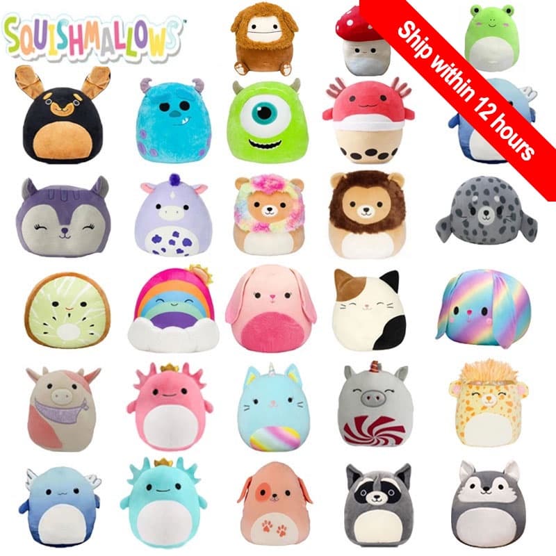 Squishmallows boneco de pelúcia super macio dos desenhos animados brinquedos travesseiro axolotl verde azul-de-rosa para crianças presente de aniversário