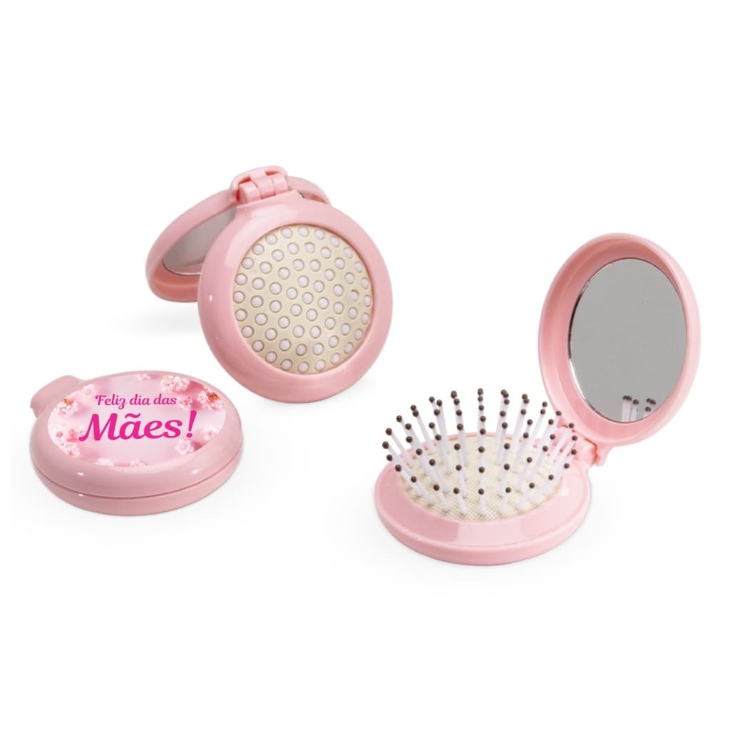 Kit com 10 Escovas com Espelho Personalizada Dia das Mães