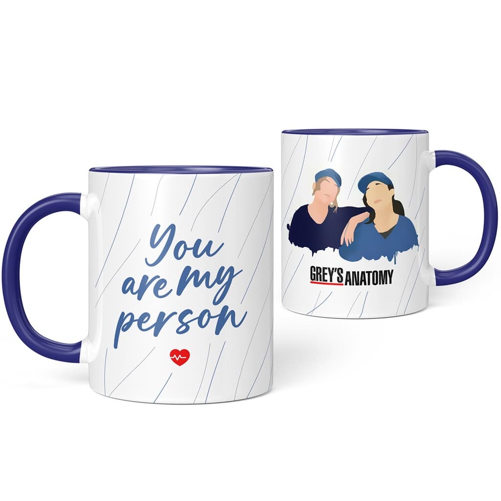 Caneca xícara cerâmica porcelana Greys Anatomy Você é Minha Pessoa You are My Person Meredith Christina Yang Série presente