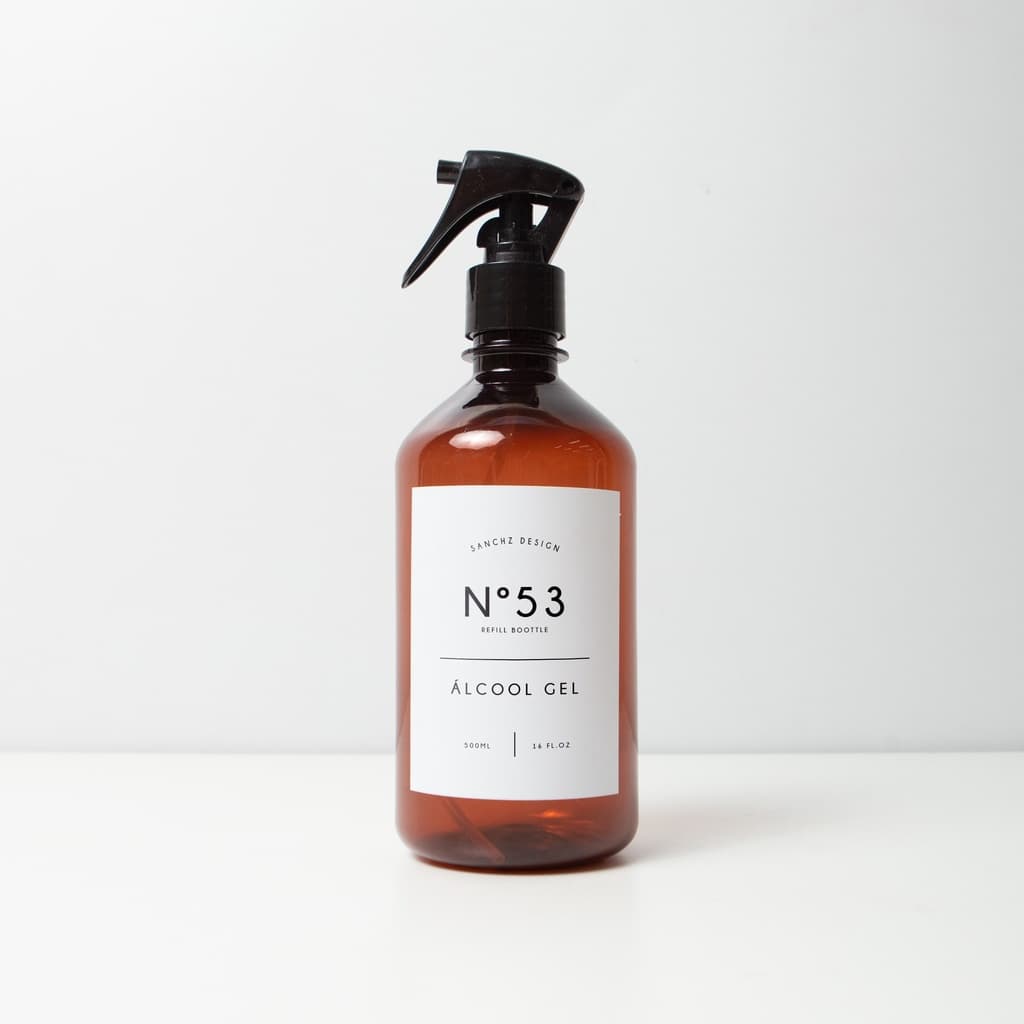 Frasco Âmbar Retrô Álcool Gel - 500 ml Sanchz design