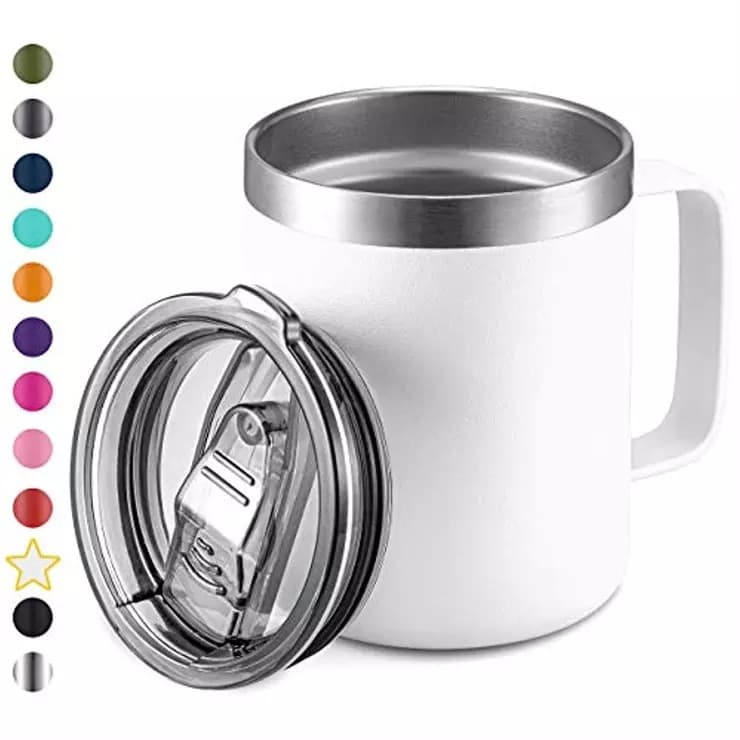 Caneca Térmica 350ml Café Isolada Aço Inoxidável 12oz Com Alça Viagem Vácuo Parede Dupla