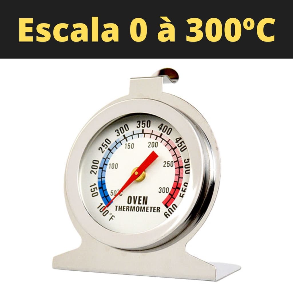 Termômetro Analógico Forno 300° Alta Qualidade Inox Com Base
