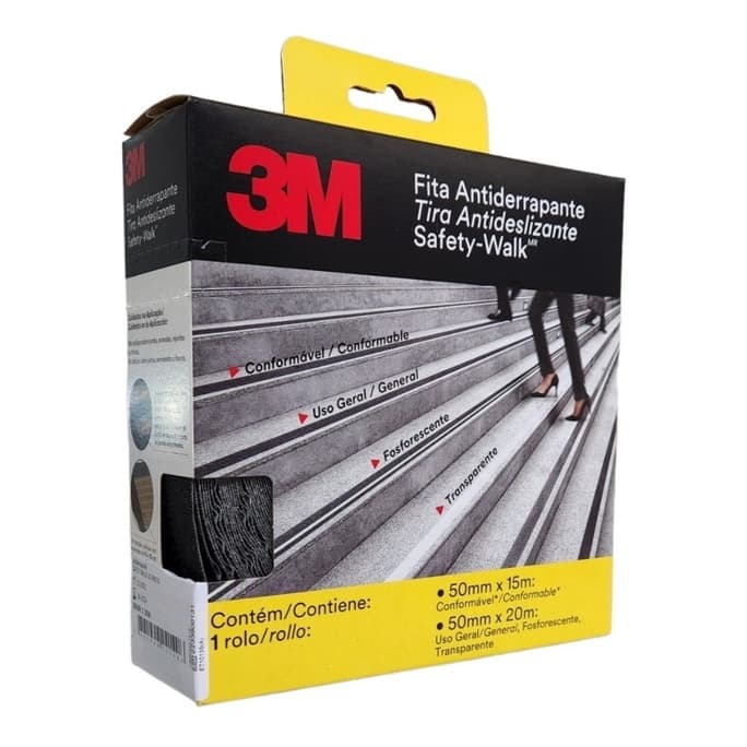 Fita Antiderrapante 3M 50mm X 20 Metros Preta Para Escadas Pisos e Rampas