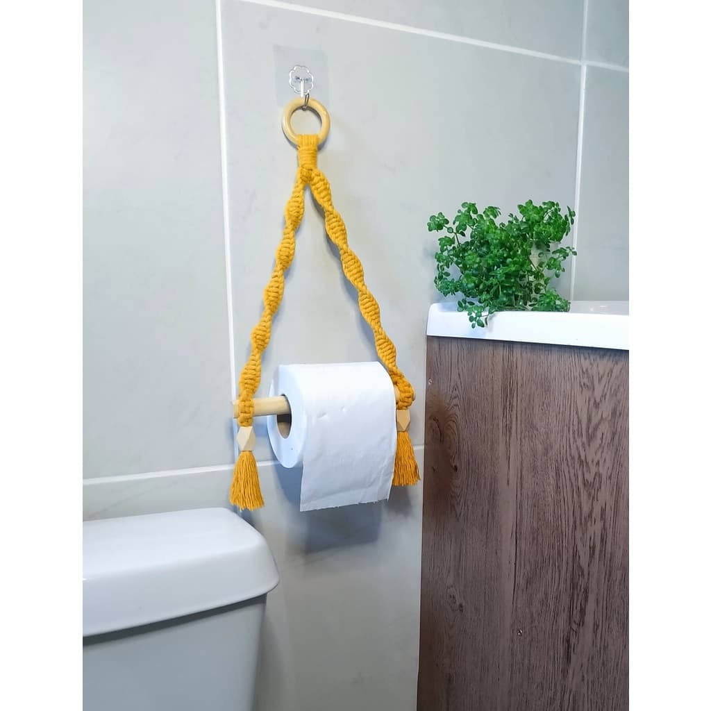 Porta papel higiênico em Macramê.