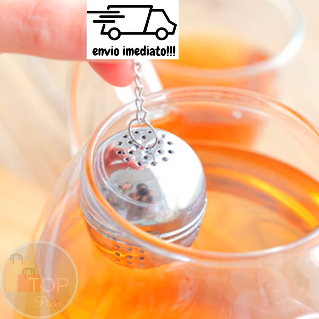 Infusor Inox Para Chá Peneira Coador Para Ervas Individual Cor Prateado Com Corrente