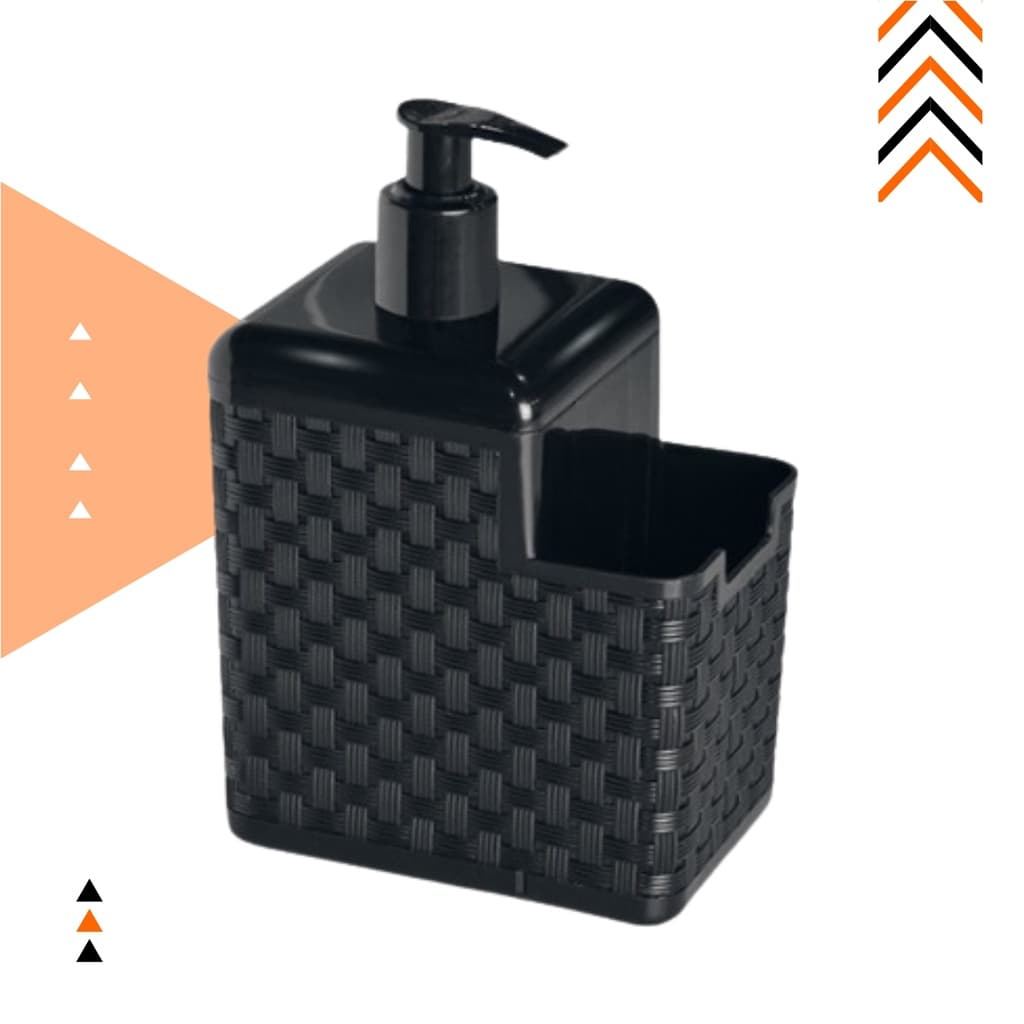 Porta Detergente Sabão 2 em 1 Com Suporte Para Bucha Esponja Rattan