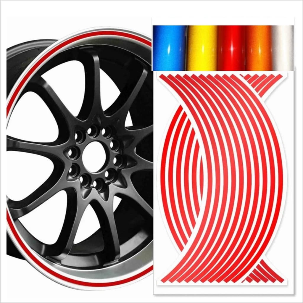 Adesivo Refletivo Roda De Moto e Carro 8mm Todos Os Modelos Vermelho