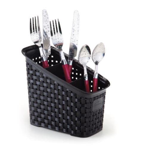 Organizador Multiuso Rattan Preto Cesto de Plástico Decorativo Para Armazenamento e Decoração
