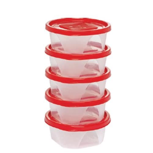 Kit 5 Potes Plástico Redondos 210ml com Tampa Organizadora Para Armazenamento e Organização