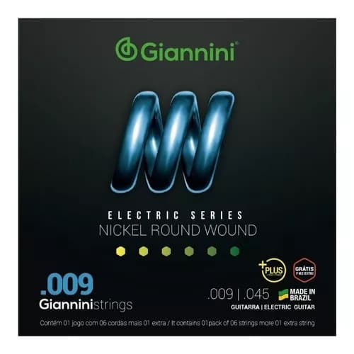 Encordoamento para Guitarra Giannini Nickel Round Wound Plus .009 GEEGSTP9