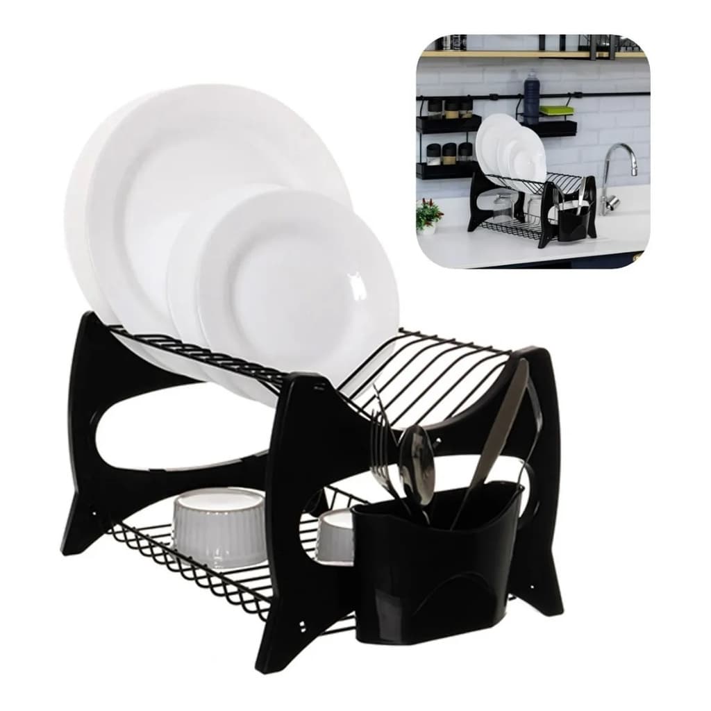 Escorredor de Louca Para Pratos Talheres Suporte Cozinha Duplo escorredor louça