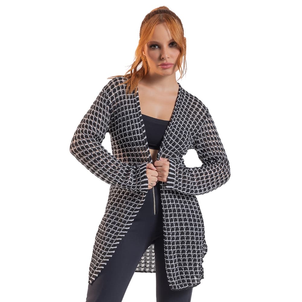 Kimono Cardigan Casaco Feminino Saida de Praia Blusa Com Trama Vazadinha Tendência 2022