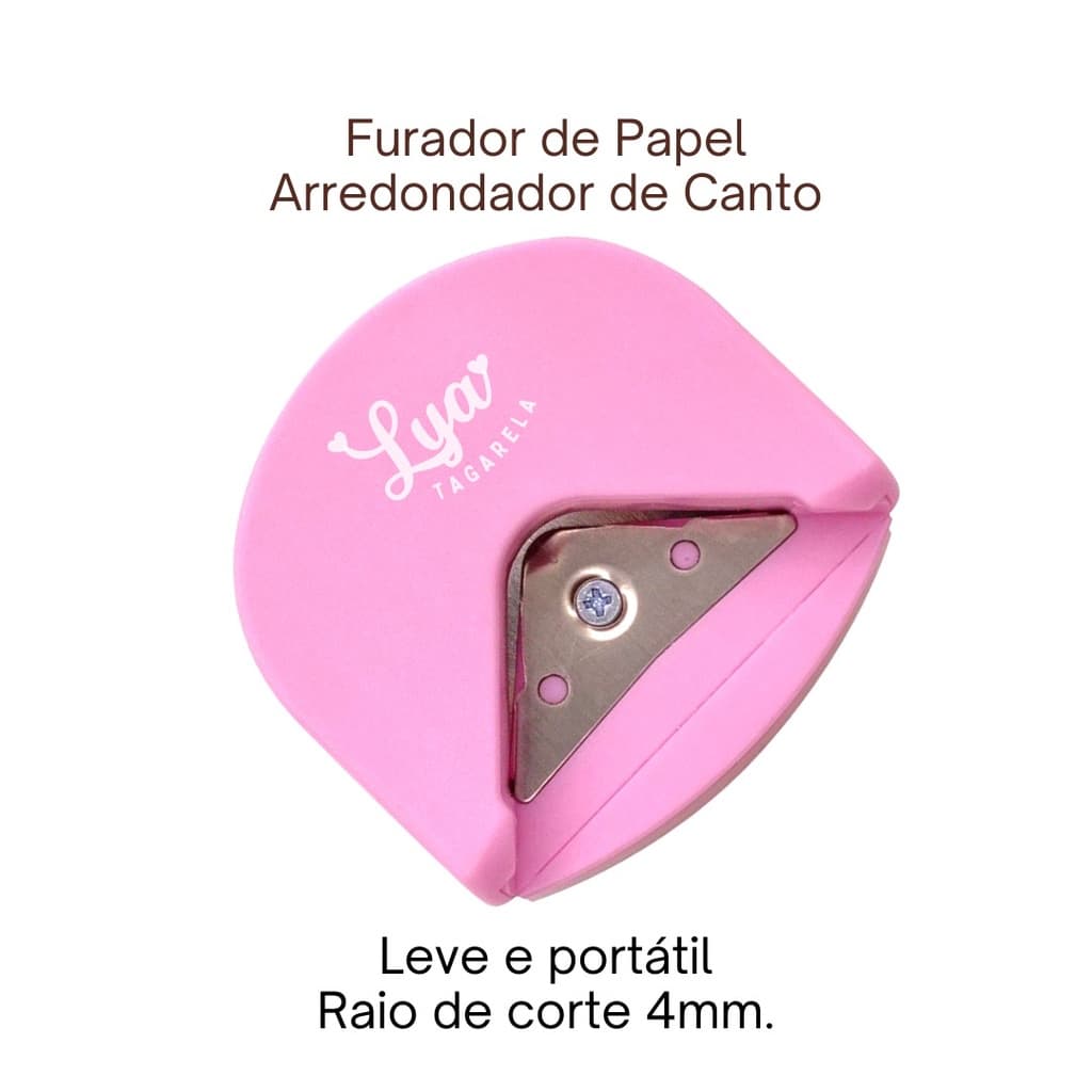 Furador Cantoneira Arredondador Cantos Papel Rosa ou Preto Portátil
