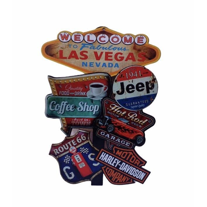 Placa Las Vegas Para Decoração de Ambientes Enfeite Retrô