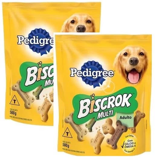 2X Petisco 500g Biscoito Pedigree  para Cães Adultos Biscrok Multi