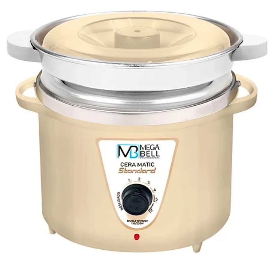 Panela Termocera para Depilação Standard 900g Bivolt Com Refil Bege - Mega Bell (7215 MB)