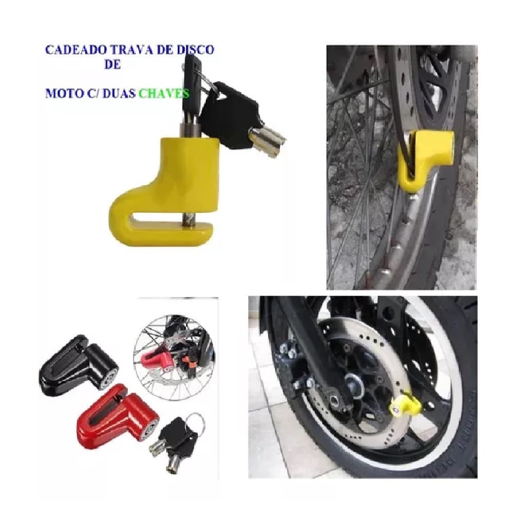 Cadeado Trava Para Disco Freio Moto Antifurto Universal C/ Chave Reserva Resistente