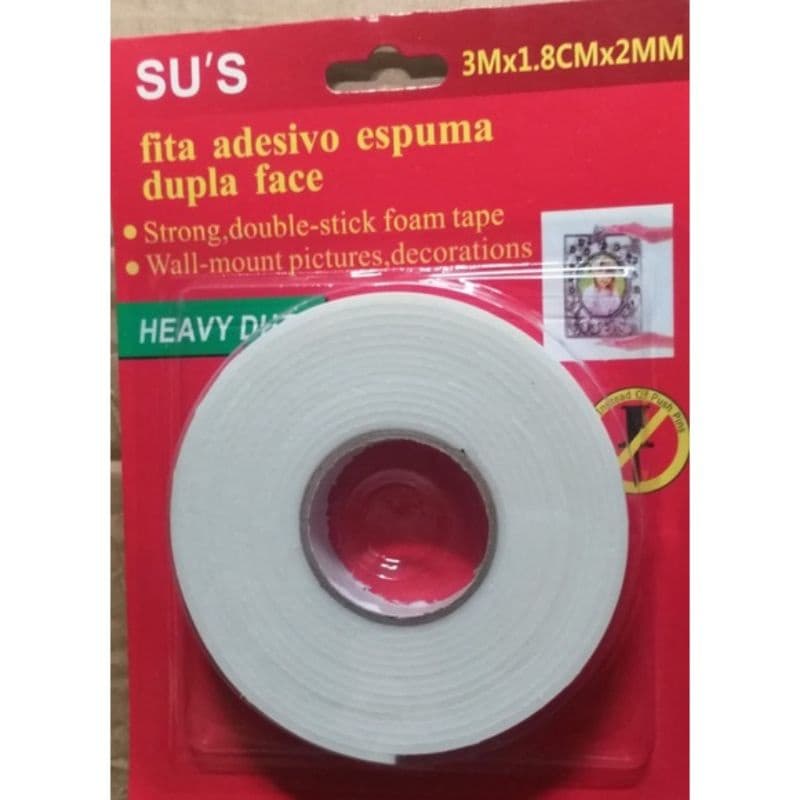 kit 1/2/3 pacotes de Fita Dupla Face De Espuma - 3m*1.8cm*2mm(fita Banana) Para Uso Geral