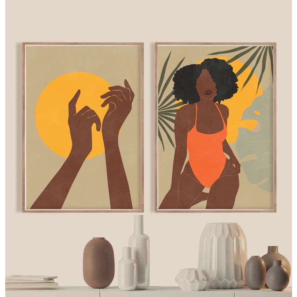 KIT 2 QUADROS DECORAÇÃO BOHO MORENA RAIOS DE SOL, QUARTO, ESCRITÓRIO, LAR, SALA DE JANTAR, RESTAURANTE, LOJAS GIRL