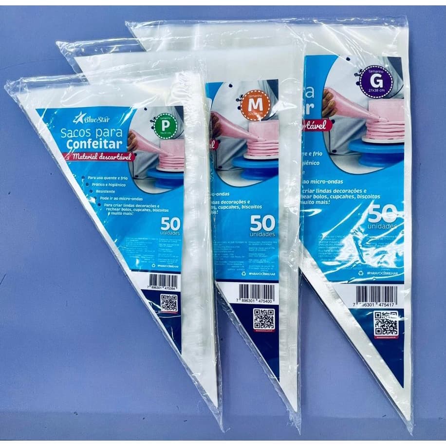 Saco De Confeitar Descartável C/50 Unidades Confeitaria P M G BlueStar