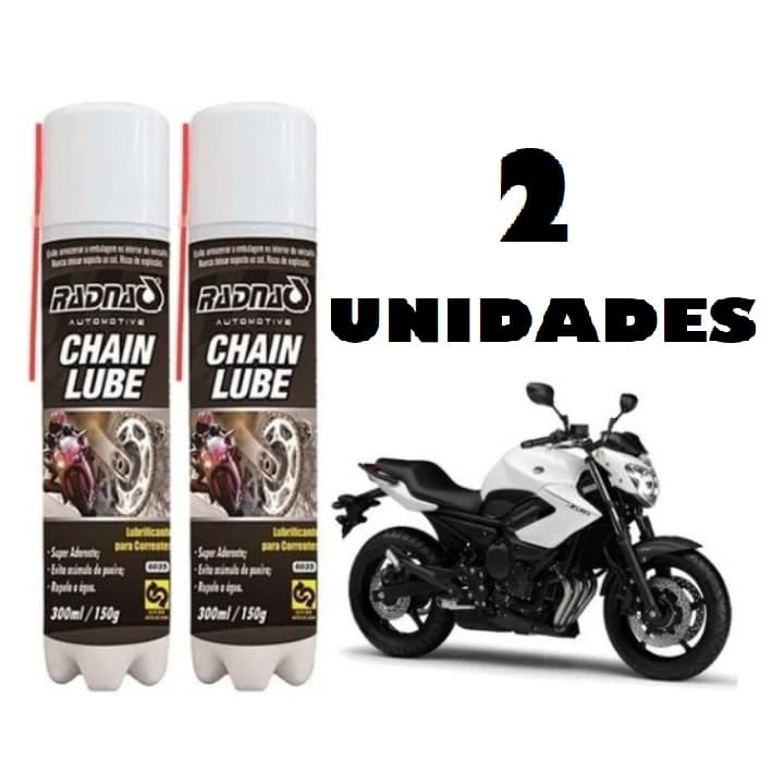KIT c/ 2 Spray Lubrificante de Corrente Chain Lube P/ motocicletas (motos) Bicicletas em geral Aerossol 300ml repele a agua OLEO DE CORRENTE