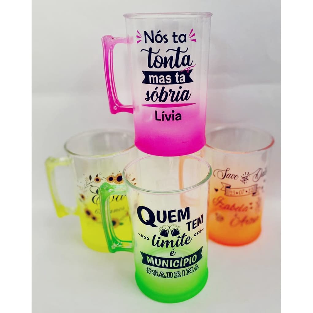 Kit 20 canecas de chopp degrade 300ml Personalizada