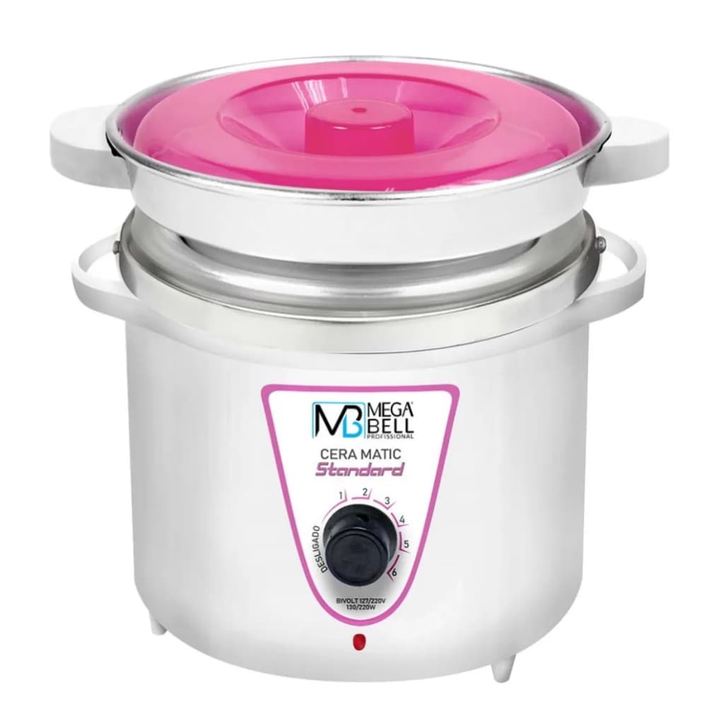 Panela Termocera para depilação Standard 900g Bivolt Com Refil Branca Com Rosa (7125 MB)
