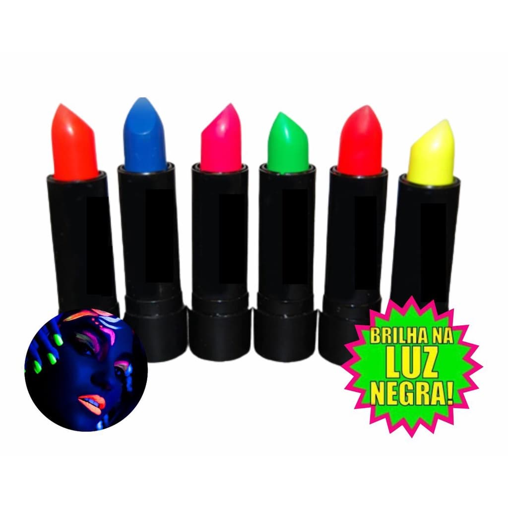 Kit 5 Batons Festa Neon Brilha na Luz Negra