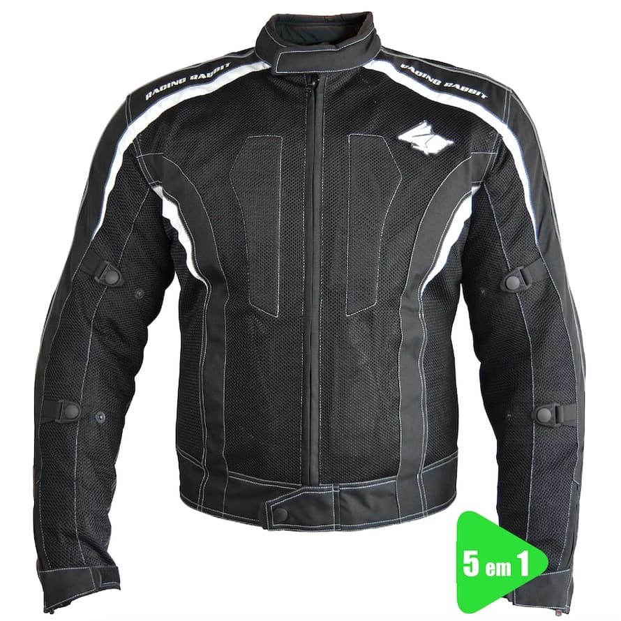 Jaqueta Motociclista Racing Rabbit 5 em 1 BLACK WIND