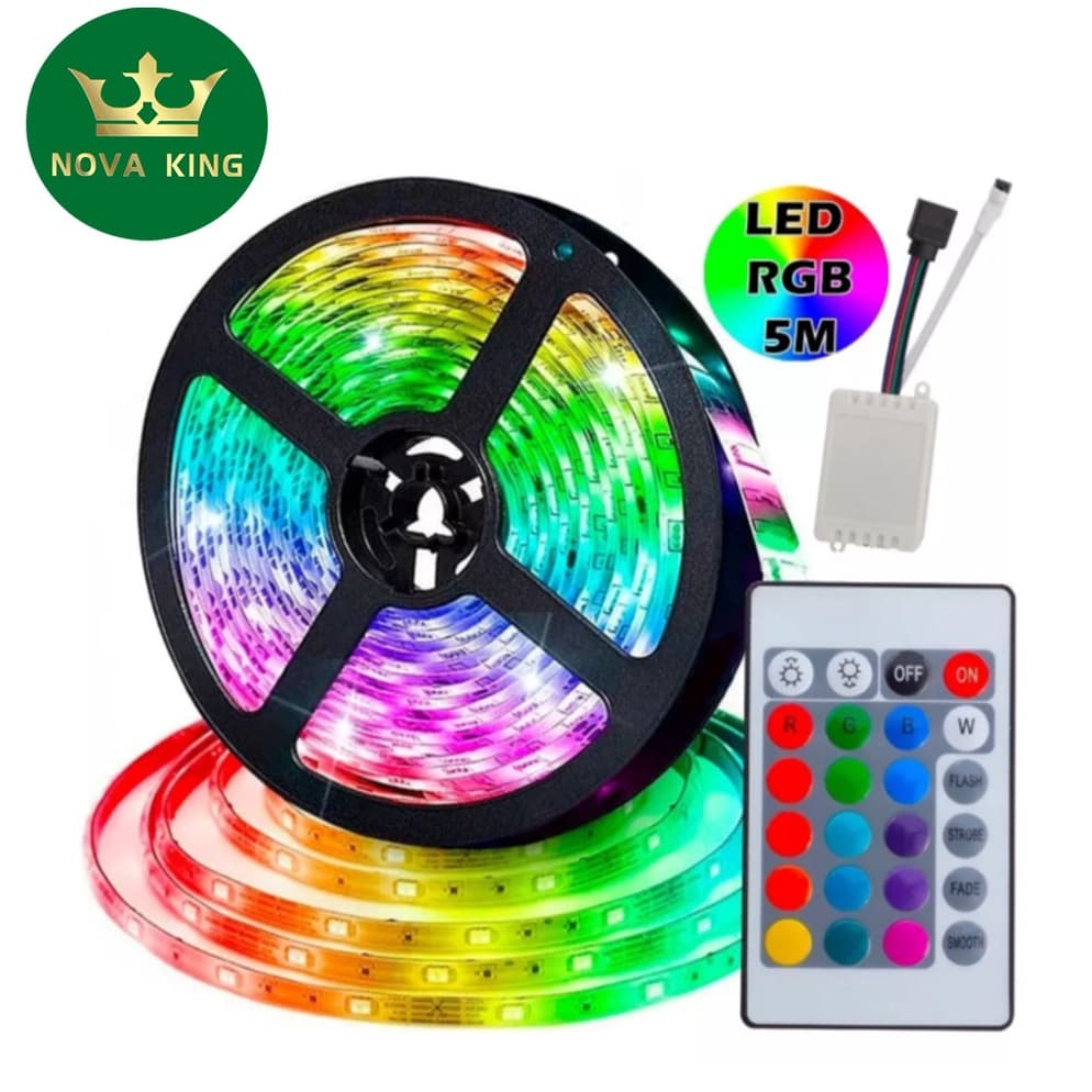 5/10 Metros Fita Led 2835 Rgb Profissional 300 Smd 12v Ip60 Sem/Com Fonte 5 Metros