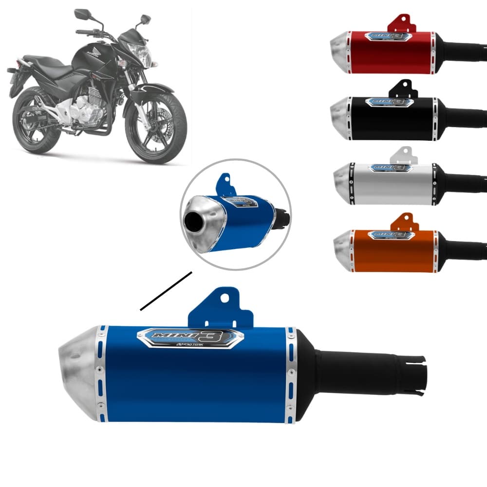 Ponteira Escapamento Escape Moto Pro Tork Mini 3 Honda Cb 300 2009 2010 2011 2012 2013 2014 Preto