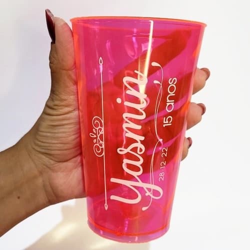 100 Copo Twister Acrilico Tipo Caldereta 450ml Personalizado 15 Anos ou Qualquer Tema