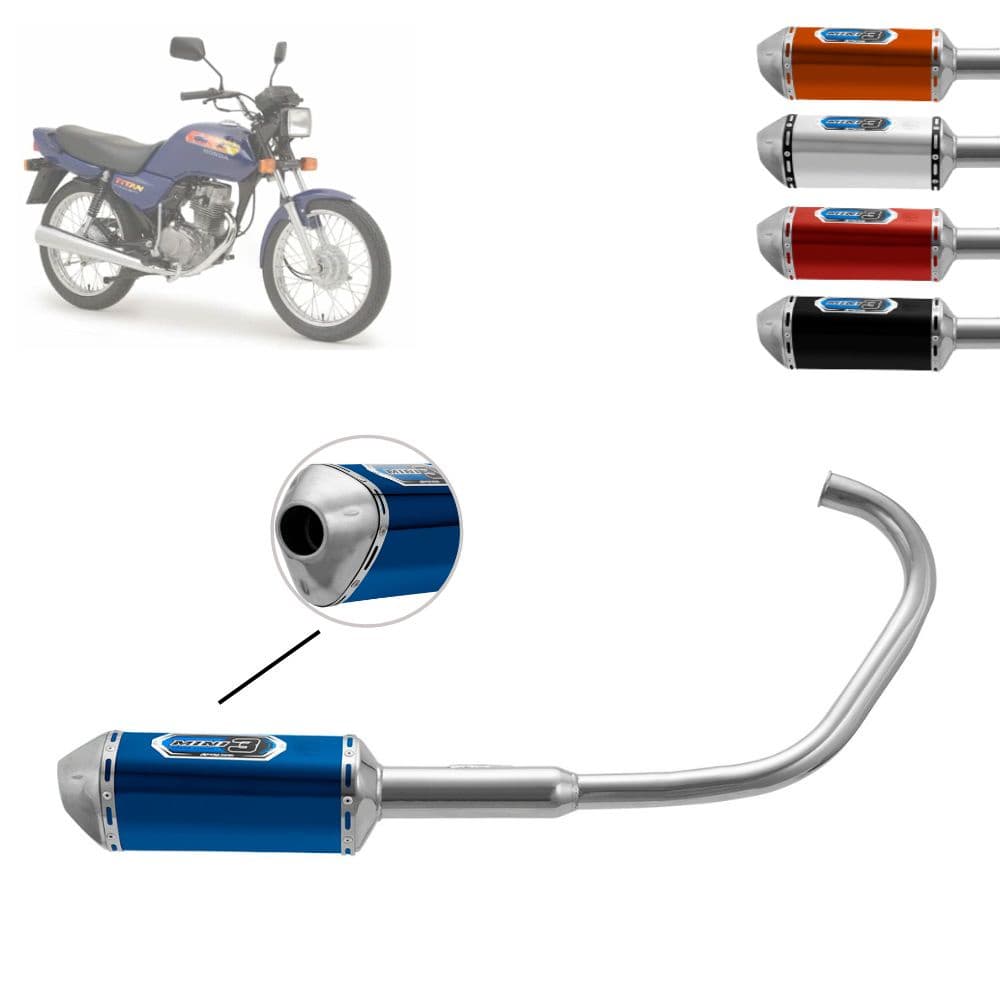 Escapamento Escape Moto Pro Tork Compatível Honda Cg Titan 125 1976 Até 1999 Em Aço Curva Cromada