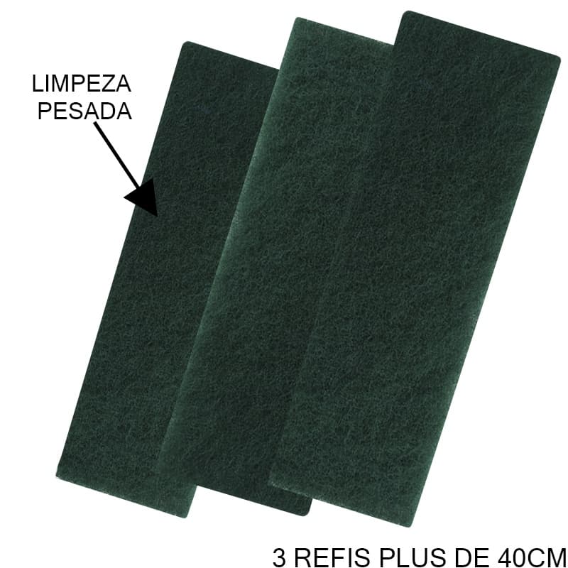 Kit 3 Unidades Fibra Sintetica Verde Para Suporte LT Plus Limpeza Pesada 40cm