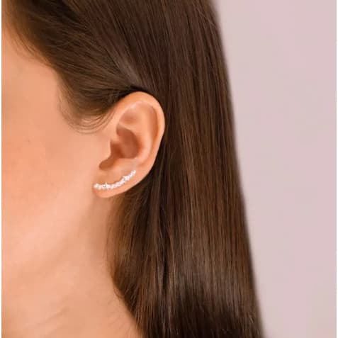 Brinco Prata Earcuff Estrelas alternando Zircônias White em Prata 925 - não é banhado