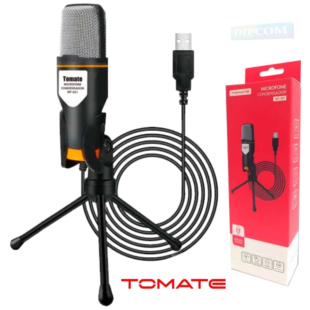 Microfone Condensador USB Com Tripé [Tomate MT-020]