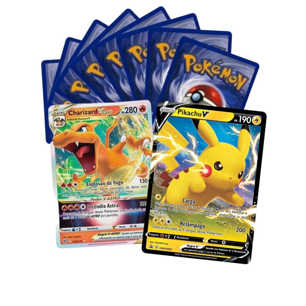 100 Cartas Pokémon + 1 Ultra Rara Vastro/Vmax/V/GX ou EX Garantida