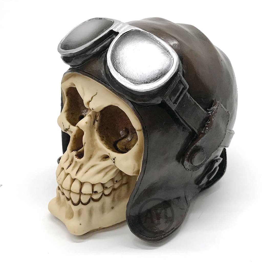 Caveira Em Resina - Capacete Militar / Crânio Aviador