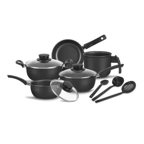 Conjunto Jogo de Panelas kit 8 Peças Elegan E Tampa De Vidro