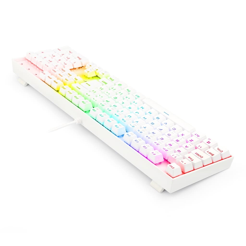 TECLADO GAMER REDRAGON MITRA BRANCO SWITCH AZUL RGB