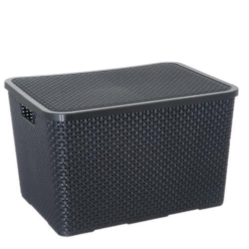 ORGANIZADOR RATTAN COM TAMPA PRETO – 15 LITROS