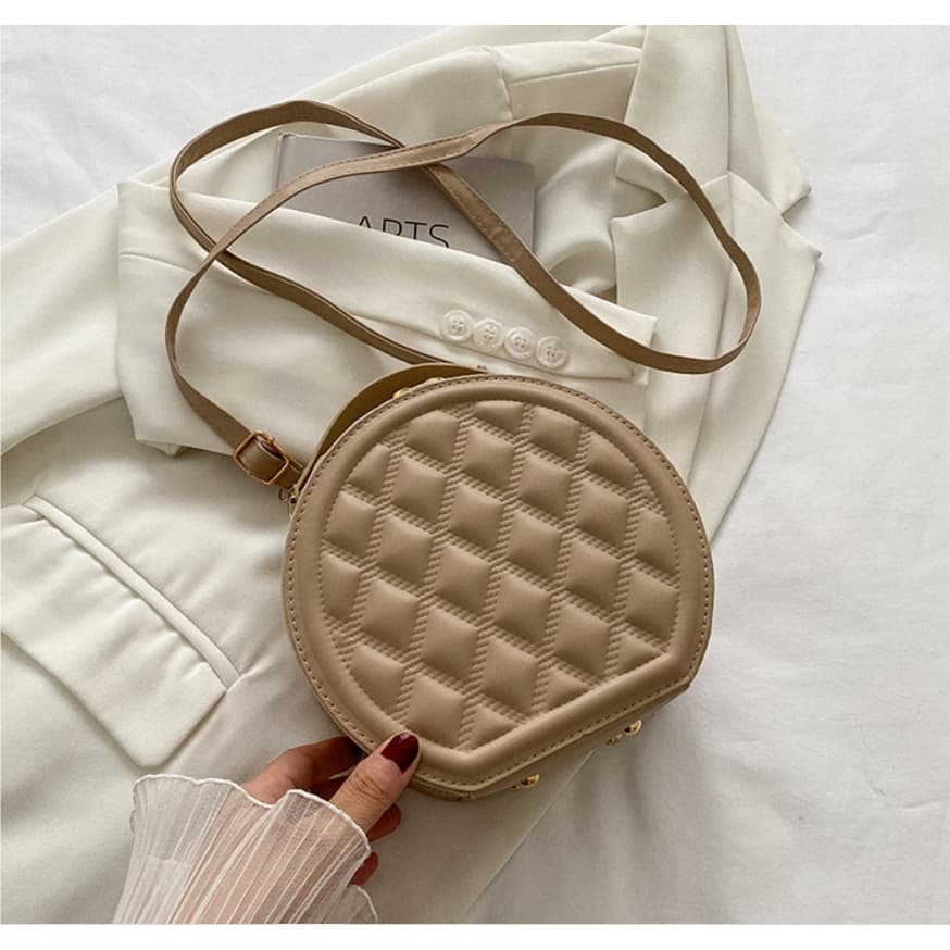 Bolsa Feminina Circular Couro Transversal Ombro