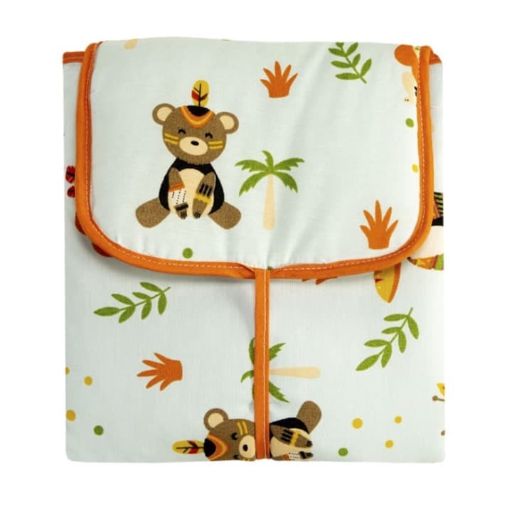 Trocador de Bebê, Safari Laranja, Menino, Fácil de Limpar, Dobrável, com 4 Bolsos Internos