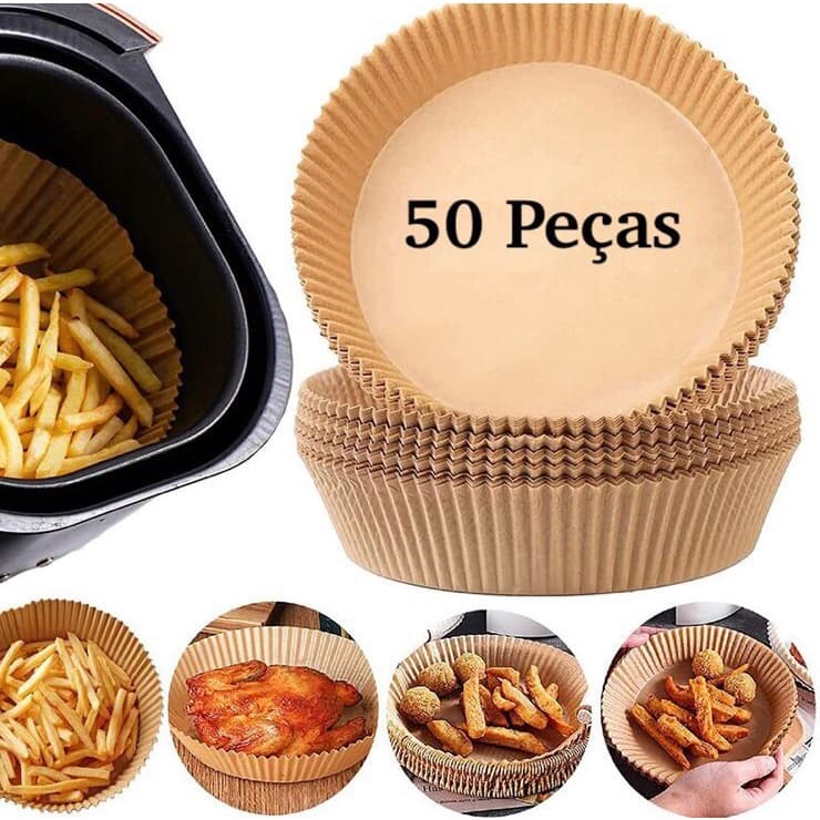 Forma De Air fryer Descartável Antiaderente De Papel Cozinha Redondo Fritadeira Cozimento Protetor