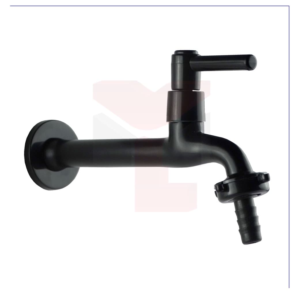 Torneira Para Tanque Preta Parede Jardim Longa Metal C-66 ALL BLACK 18 Cm 1158 C/ Bico Cód. 6345-P