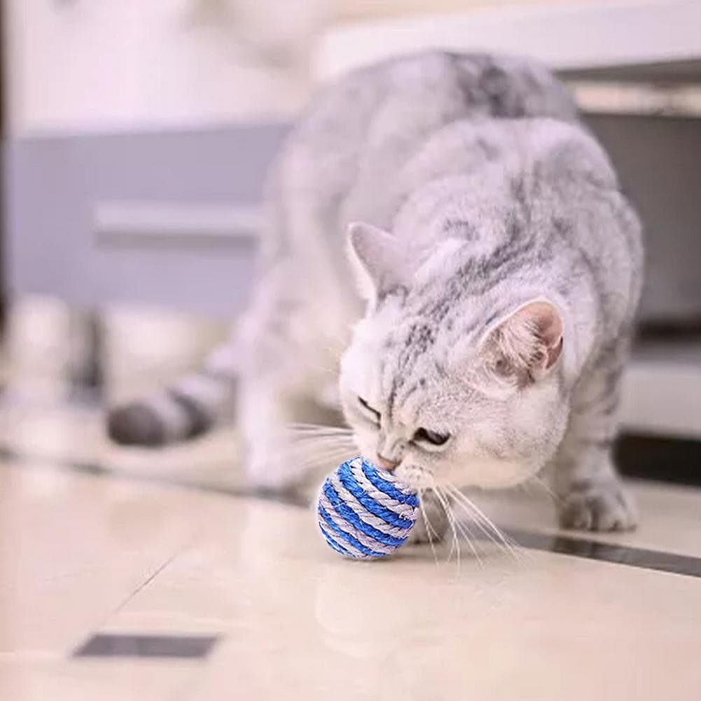 Brinquedo Interativo Gato Bola De Sisal Sino Tecido Corda