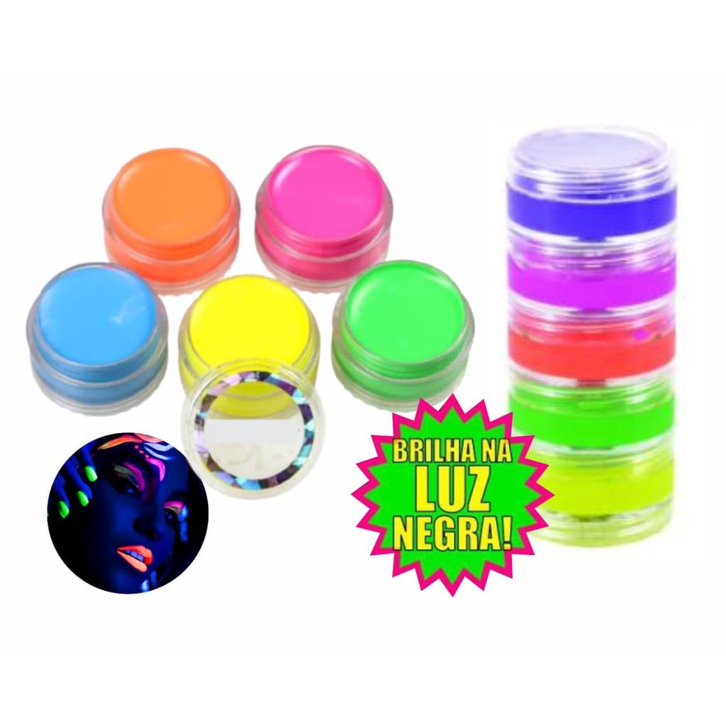 Tinta Neon Facial Corporal 5 Cores Aniversário Festa Neon