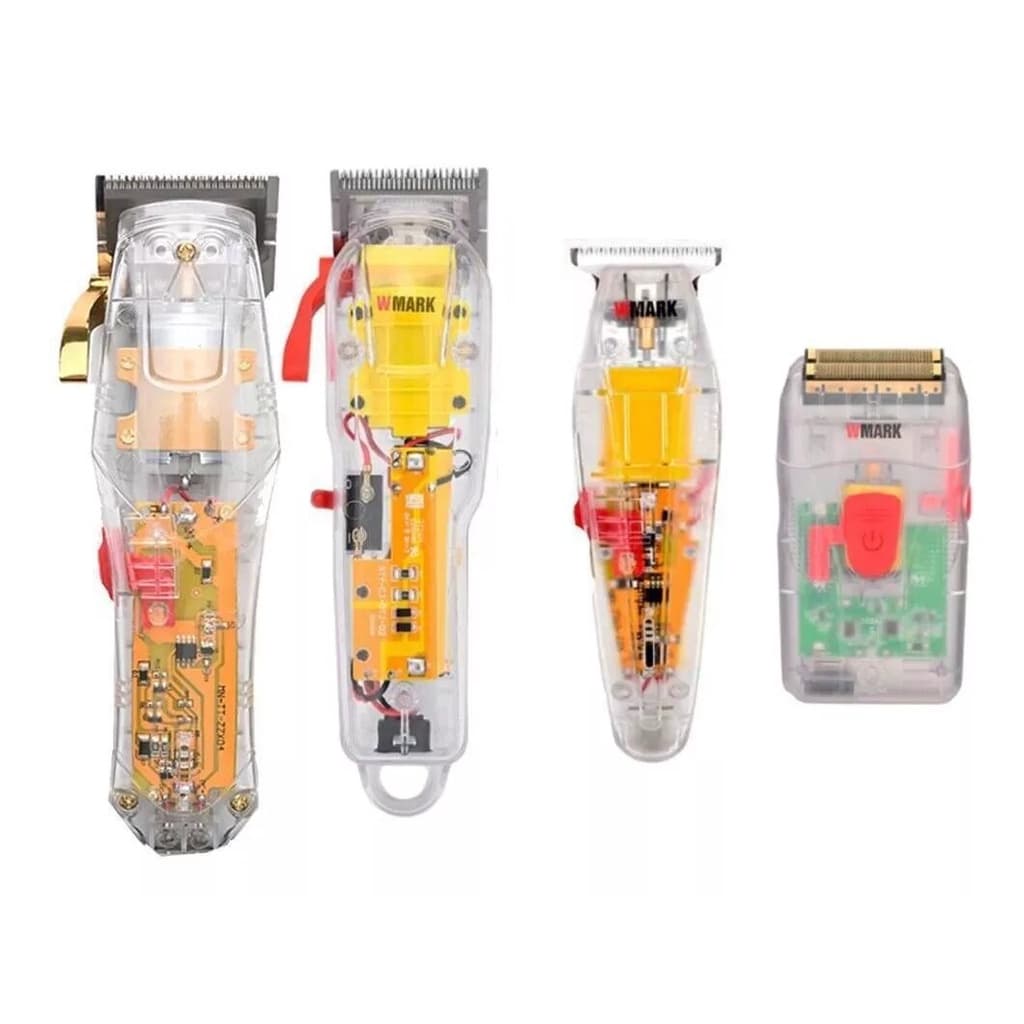 Kit 4 Super Máquinas Profissional Wmark Ng108 Ng208 Ng202 Ng987 Transparente Max Shaver Barbear Cortar Cabelo