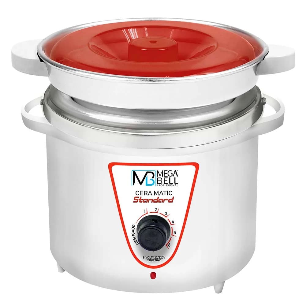 Panela Termocera para Depilação Standard 900g Bivolt Com Refil Branco com Vermelho (7191 MB)